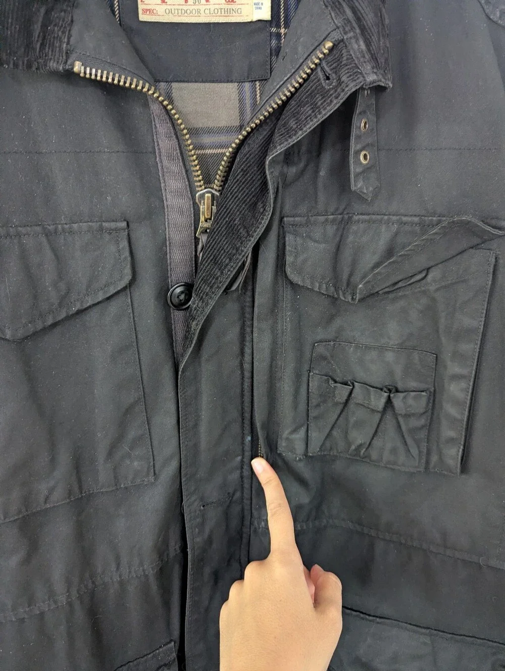 Vintage J. Crew Coated Barn Jacket The British Millerain Black Pockets Large T